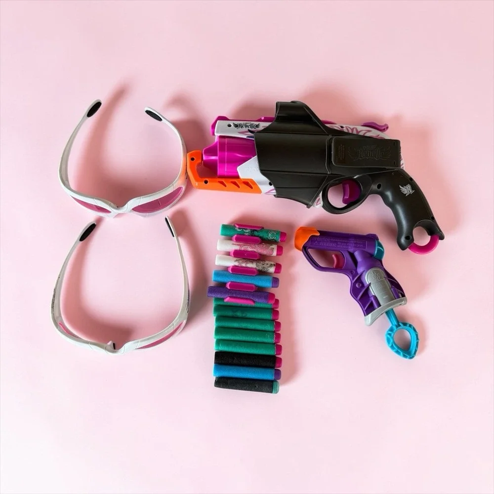 Nerf Rebelle Girls Foam Dart Gun Set; Revolver, Sidearm, Holster, Goggles, Darts
